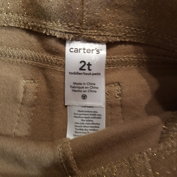 Carter's girls size 2T gold sparkly pull on pants holiday wear - Picture 4 of 5